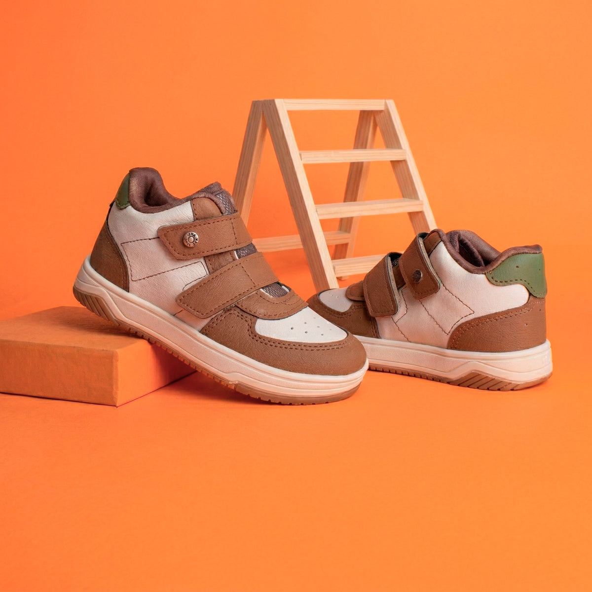 Tênis Infantil Menino Kidy Happy Cano Alto Natural/Caramelo