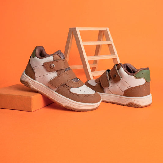 Tênis Infantil Menino Kidy Happy Cano Alto Natural/Caramelo