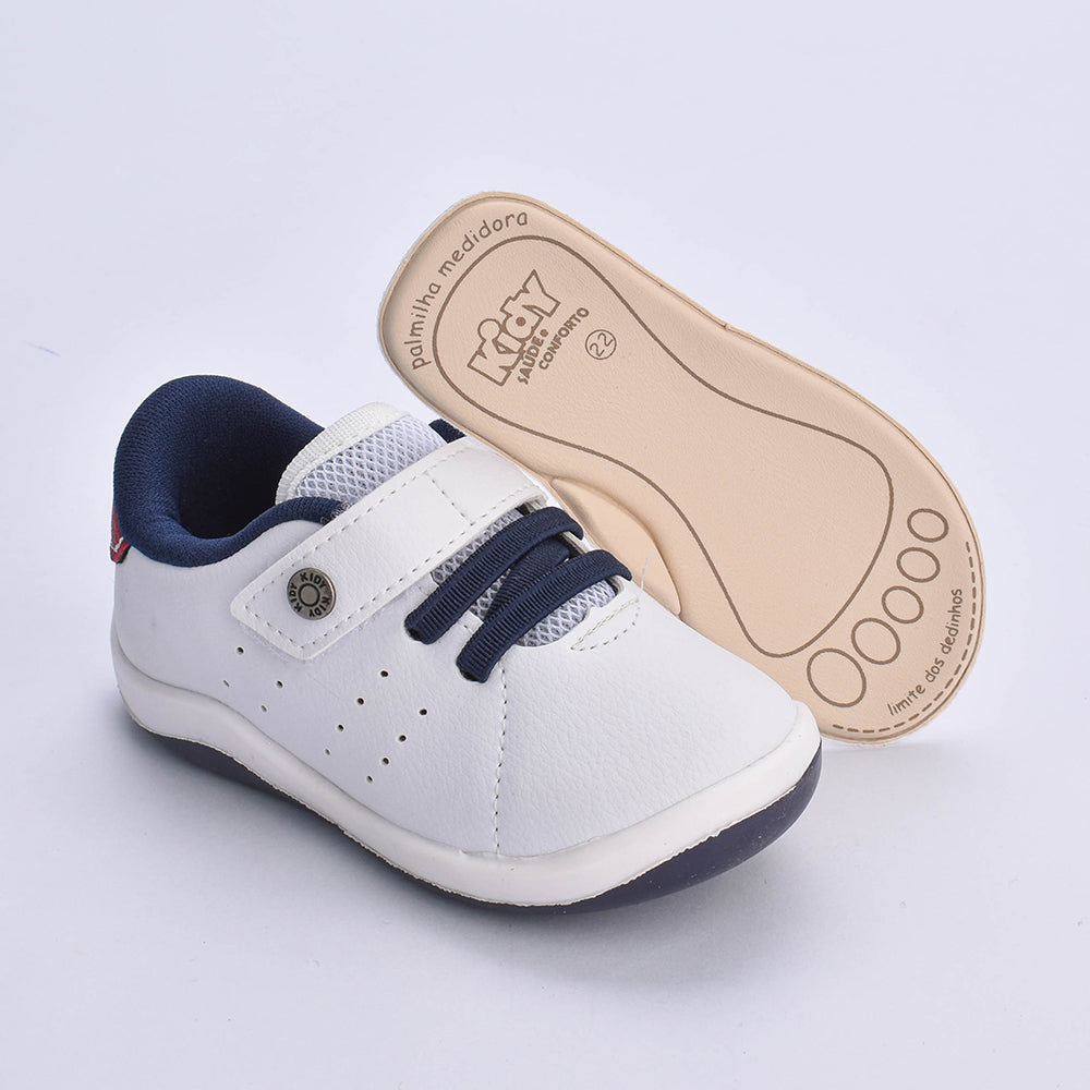 Tênis Infantil Kidy Colors Bebê Branco- Tecnologia Equilíbrio, Conforto e Segurança