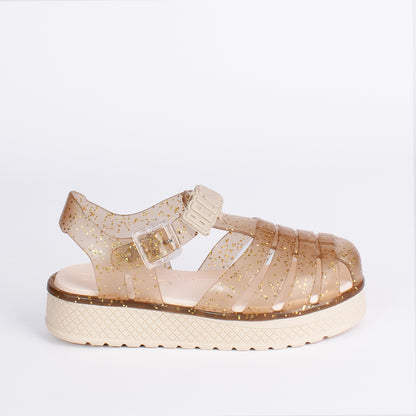 Sandália Infantil Kidy Belinha Gloss Ouro com Glitter Delicadeza e Brilho