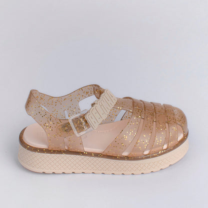 Sandália Infantil Kidy Belinha Gloss Ouro com Glitter Delicadeza e Brilho