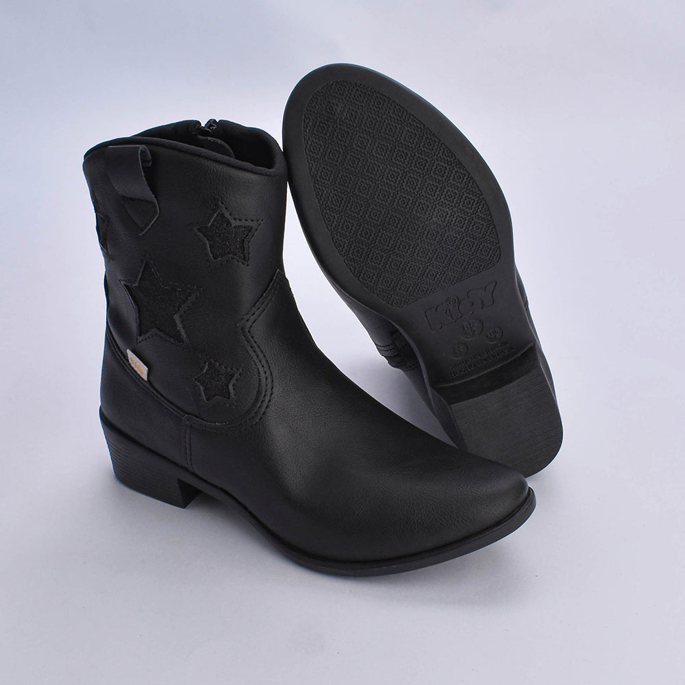 BOTA INFANTIL MENINA CANO MÉDIO KIDY FOLK PRETO
