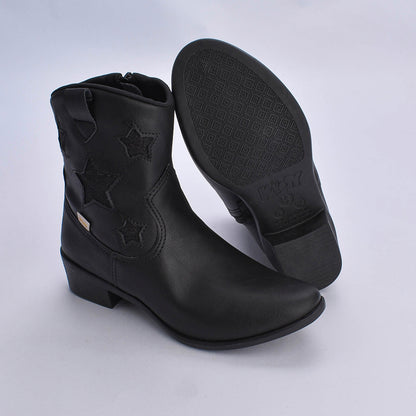 BOTA INFANTIL MENINA CANO MÉDIO KIDY FOLK PRETO