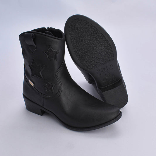 BOTA INFANTIL MENINA CANO MÉDIO KIDY FOLK PRETO