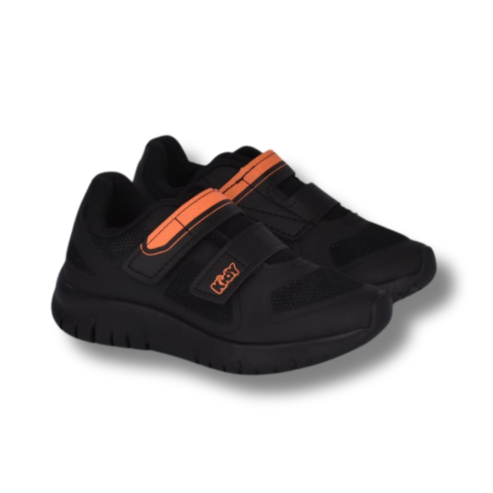 Tênis Menino Infantil Kidy Ultra Flex Preto e Laranja Neon