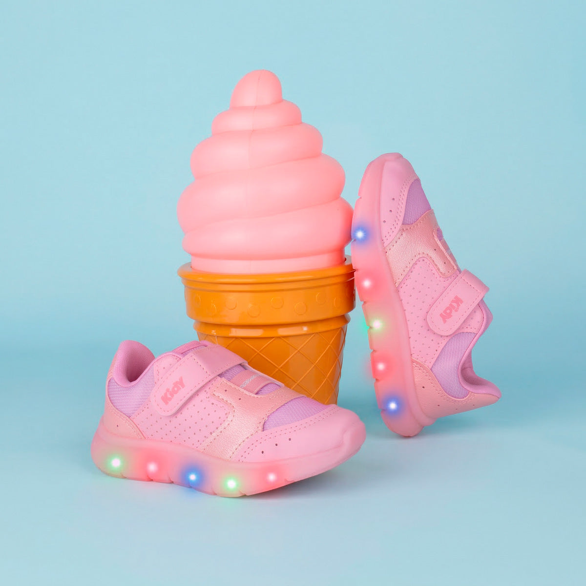 Tênis Infantil Menina Kidy Flex Light Rosa com Pisca Pisca Diversão e Conforto