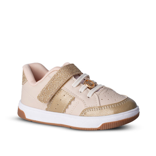 Tênis Infantil Menina Kidy Astral Marfim Fechamento Velcro