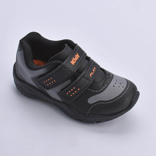 TENIS INFANTIL MENINO KIDY PLAY RESPITEC PRETO/CINZA/LARANJA