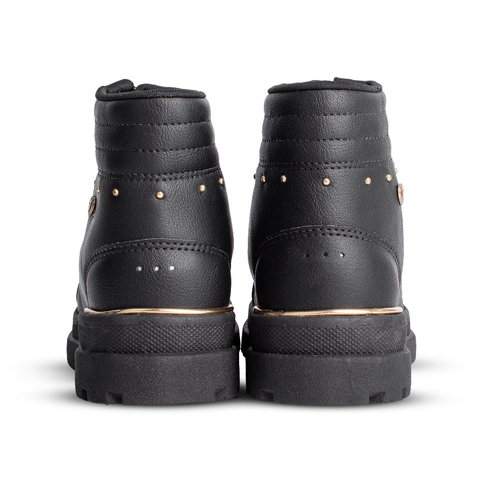 Bota Coturno Infantil Menina Kidy Style Preto Delicada Zíper Frontal