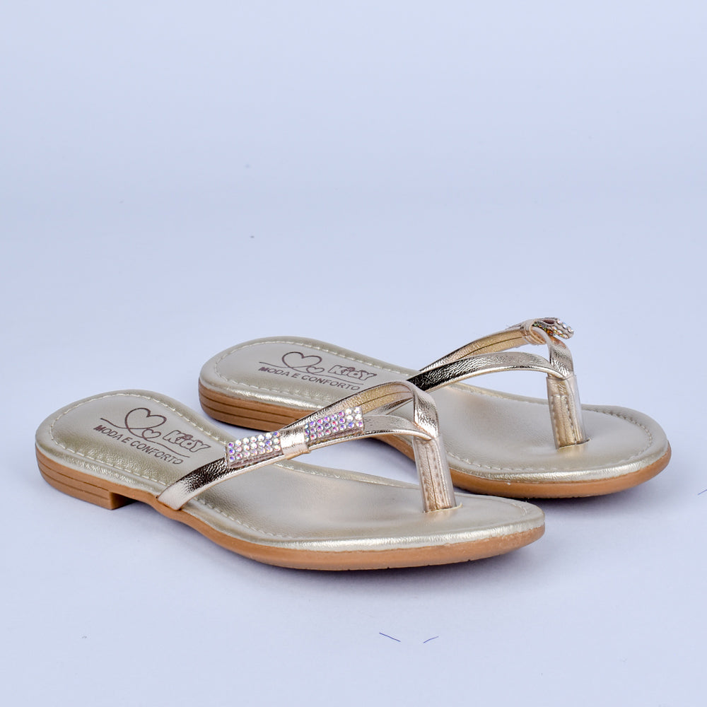 SANDÁLIA INFANTIL MENINA KIDY FLAT IBIZA OURO