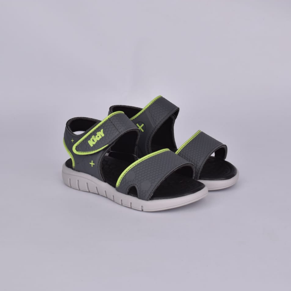 Sandália Menino Infantil Kidy Toys Grafite e Verde Neon