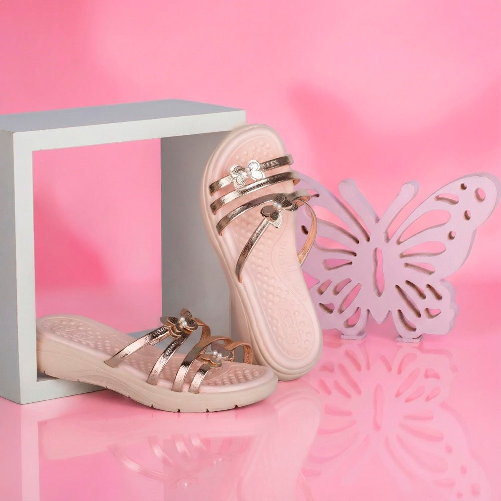 Kit Chinelo Menina Infantil Fly Dourado + Livro Bob Goods - Kidy Calçados - Chinelo