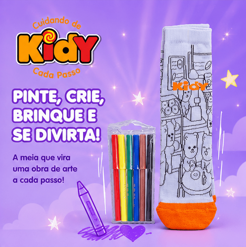 Kit Meia Kidy Goods Canetinha para Pintar Brinquedo - Kidy Calçados - 