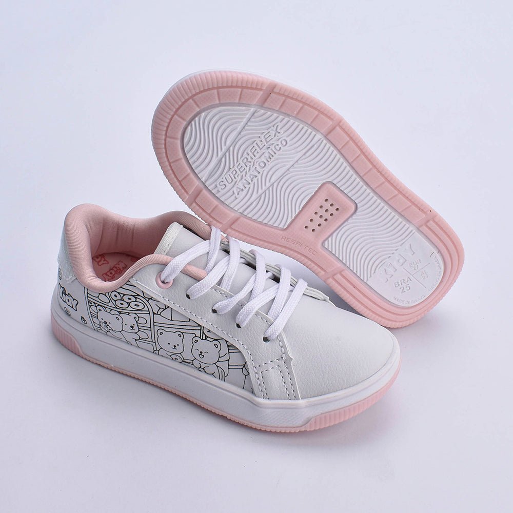 Kit Tênis Infantil Menina Astral Branco + Livro Bob Goods - Kidy Calçados - Tênis