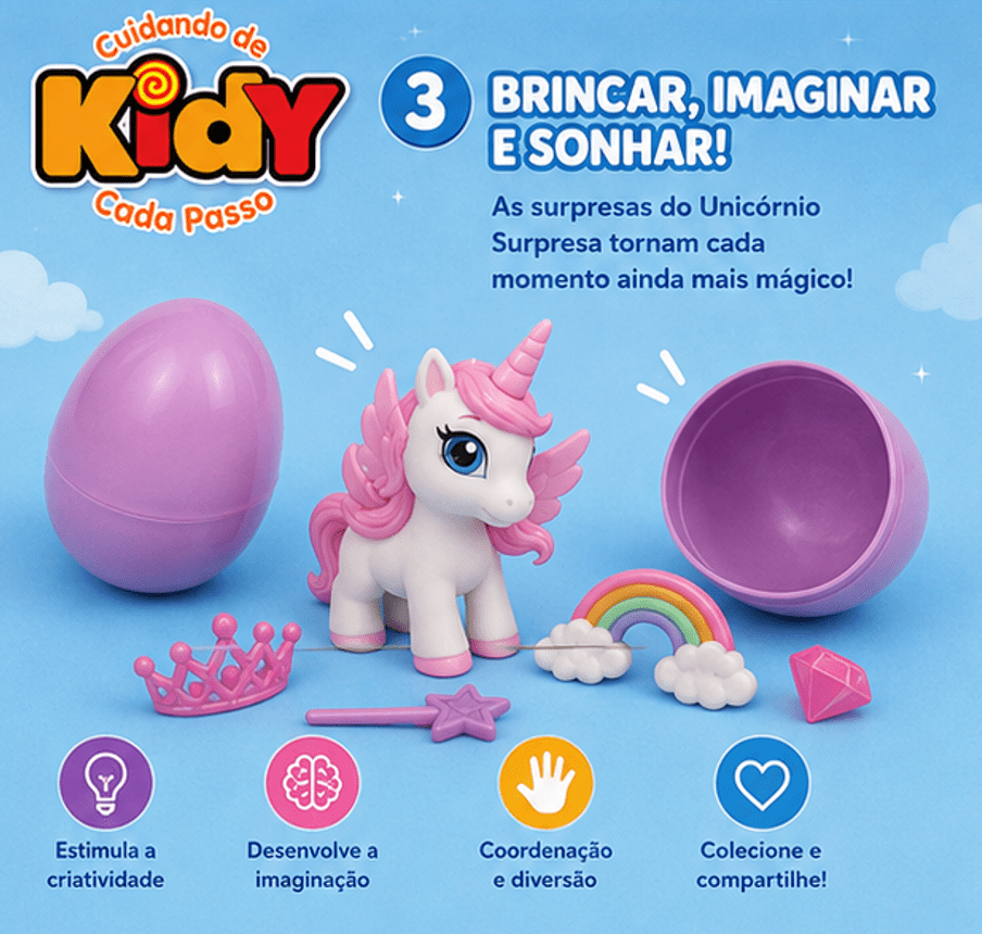 Ovo Unicórnio Surprise é um brinquedo encantador Surpresa - Kidy Calçados - 