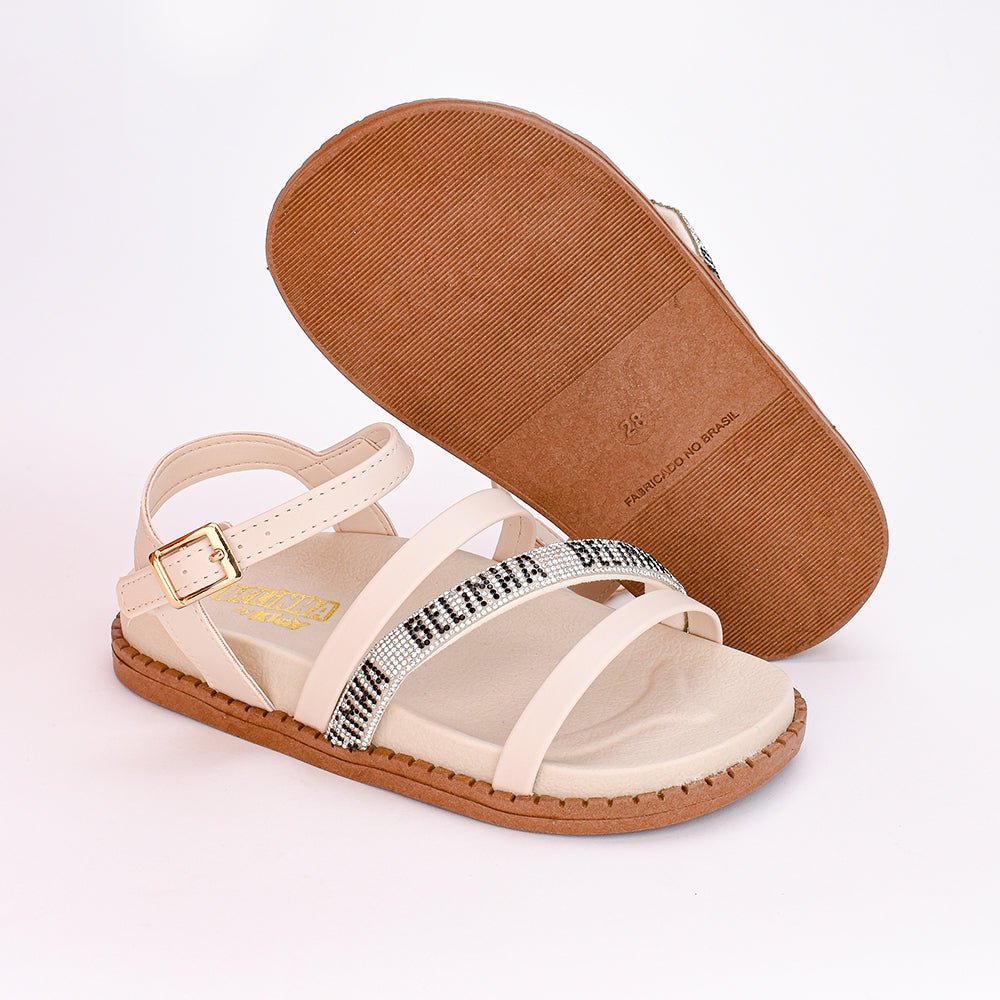 Papete Menina Infantil Kidy Fashion Marfim - Kidy Calçados - Sandália e Papete