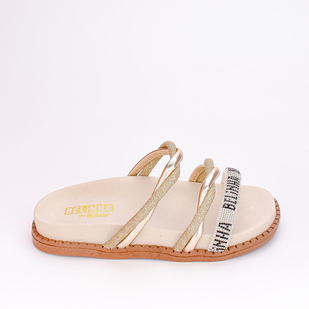 Papete Menina Infantil Kidy Fashion Ouro - Kidy Calçados - Sandália e Papete