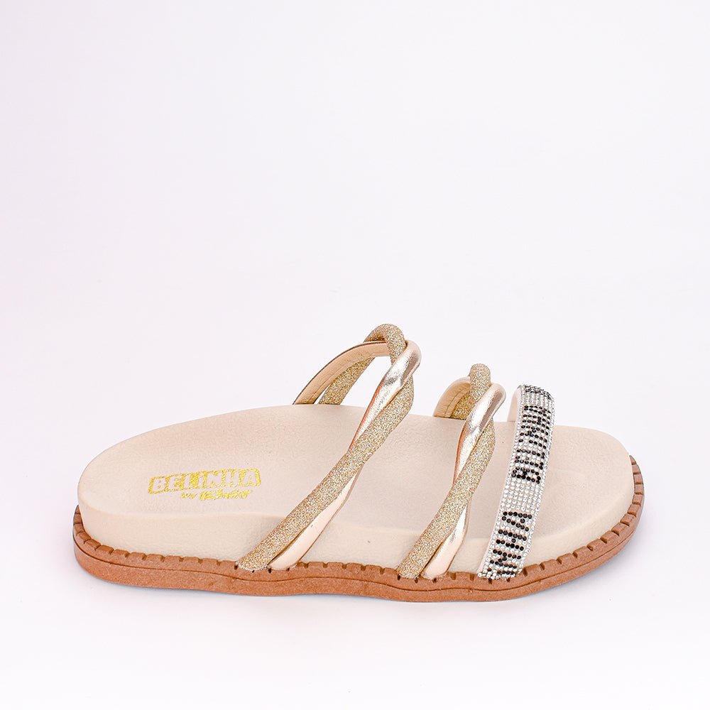 Papete Menina Infantil Kidy Fashion Ouro - Kidy Calçados - Sandália e Papete