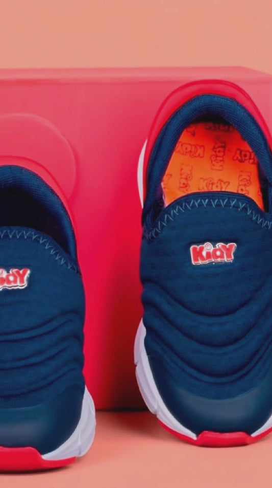 Tênis Infantil Menino Super Calce Fácil Kidy Marinho e Vermelho