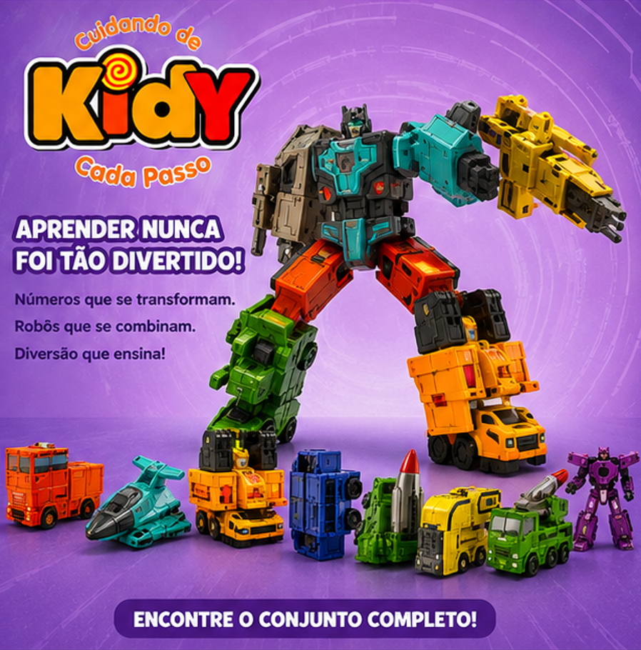 Robô Transformável com Veículos Brinquedo Infantil Educativo - Kidy Calçados - 