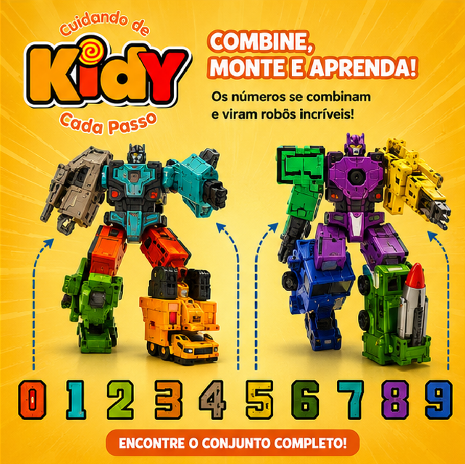 Robô Transformável com Veículos Brinquedo Infantil Educativo - Kidy Calçados - 