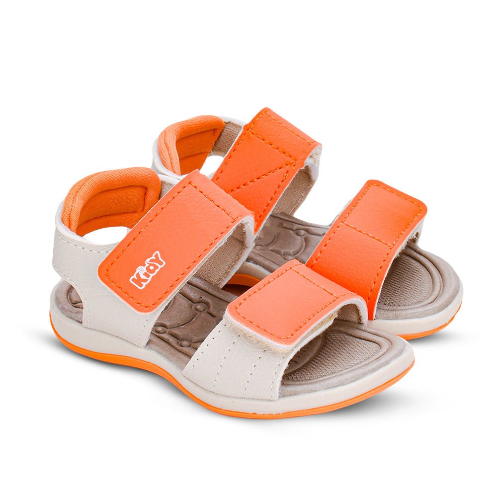 Sandália Bebê Menino Kidy Baby Equilíbrio Natural/Laranja Antiderrapante 16 ao 22 - Kidy Calçados -