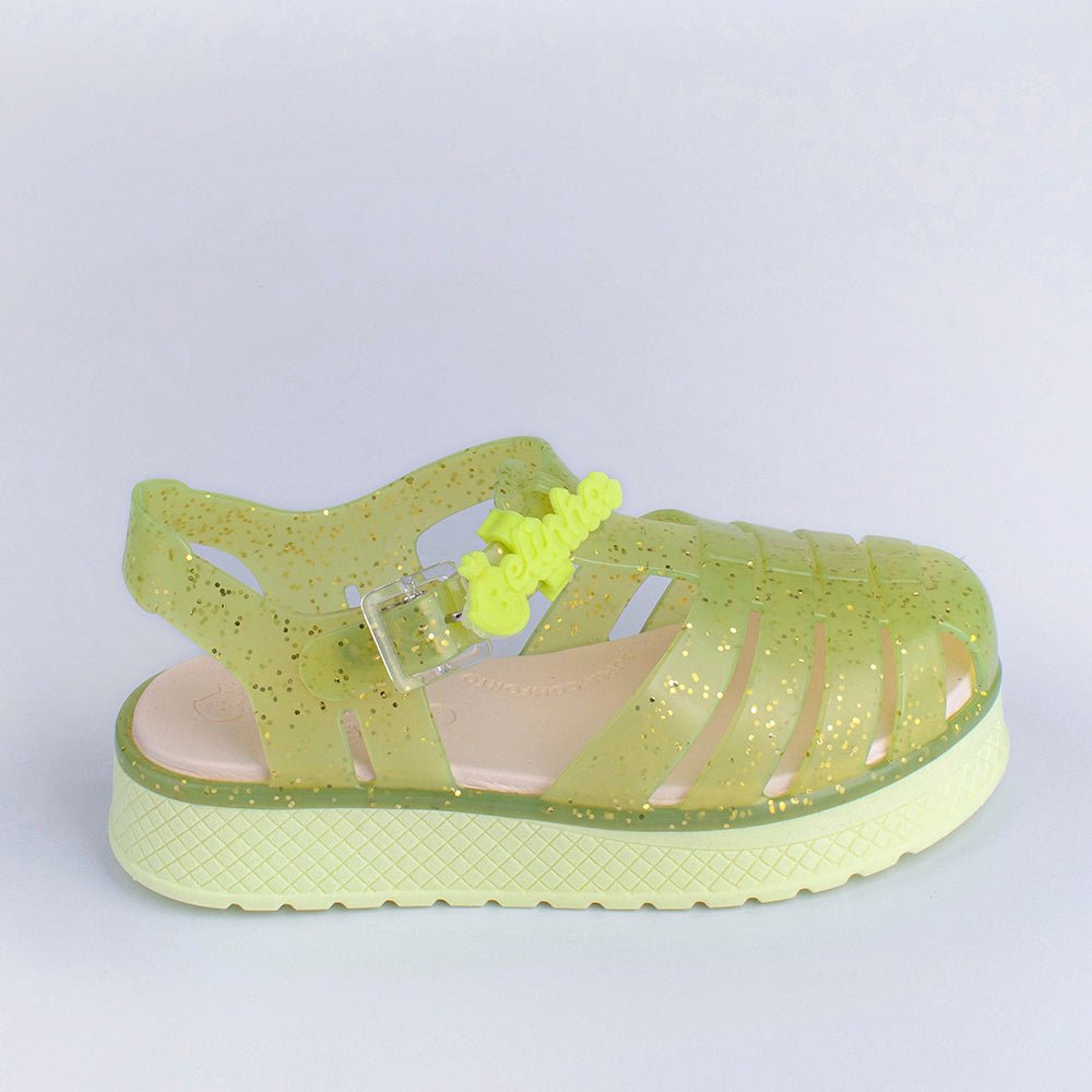 Sandália Infantil Kidy Belinha Gloss Amarelo com Glitter Brilho e Conforto - Kidy Calçados - Sandália e Papete