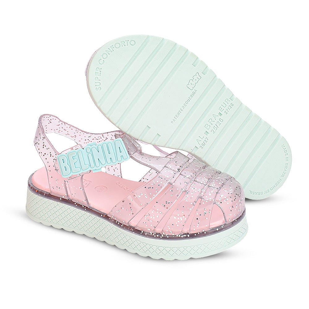 Sandália Infantil Kidy Belinha Gloss Verde com Glitter Conforto e Estilo - Kidy Calçados -