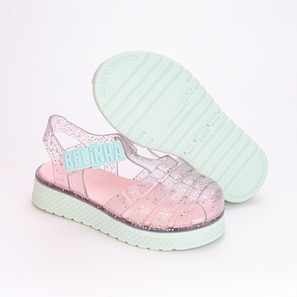 Sandália Infantil Kidy Belinha Gloss Verde com Glitter Conforto e Estilo - Kidy Calçados - 