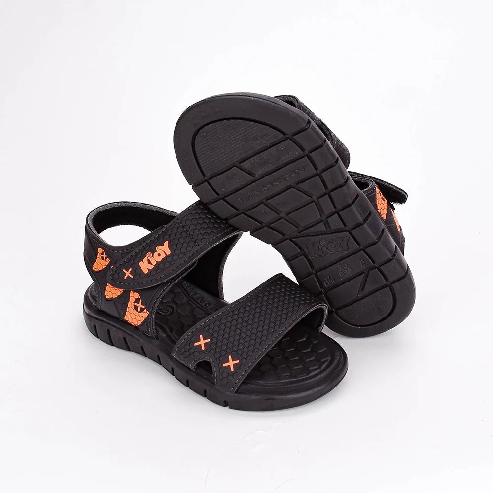 Sandália Infantil Kidy Toys Com Brinquedo Surpresa Preto Laranja Neon - Kidy Calçados - Sandália e Papete