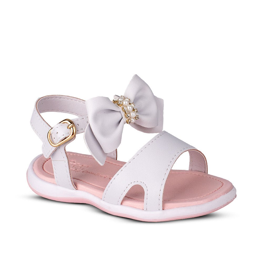 Sandália Infantil Menina Kidy Baby Equilíbrio Branca com Laço - Kidy Calçados - 