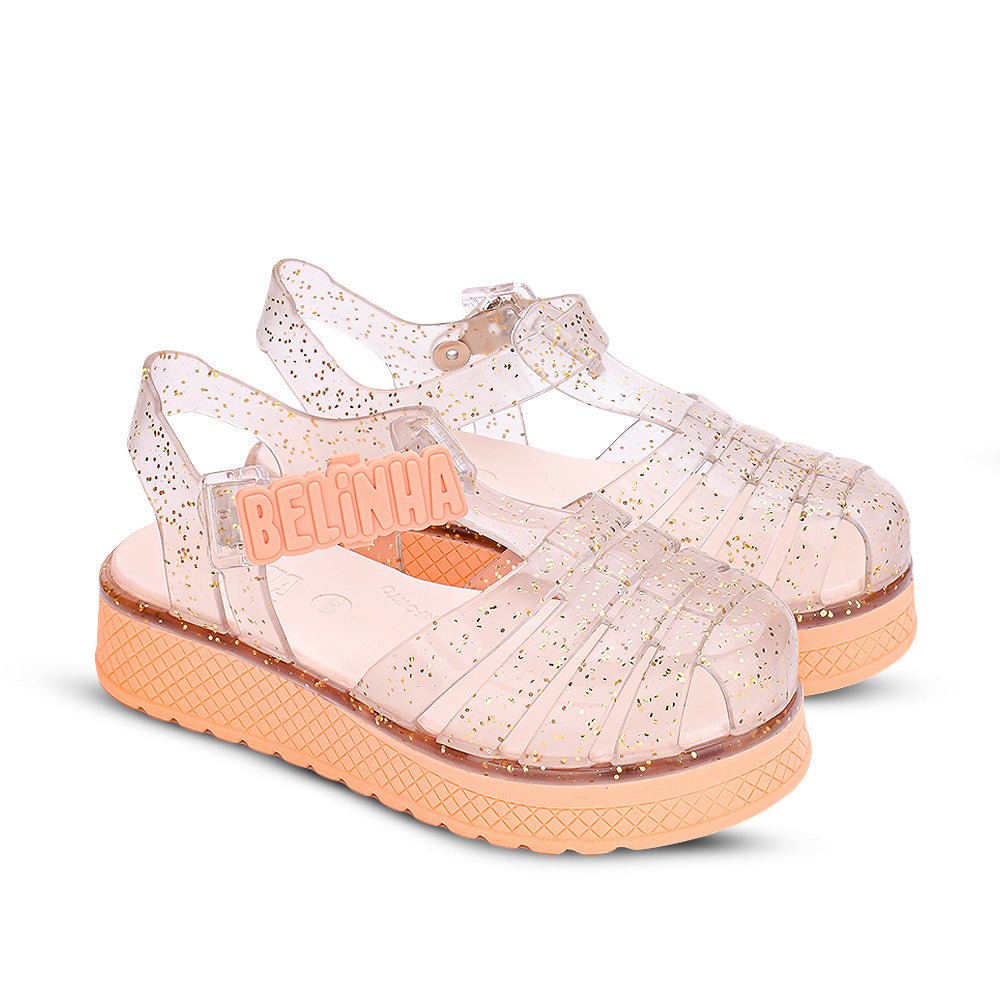 Sandália Infantil Menina Kidy Belinha Gloss Brilhante Pêssego Confortável - Kidy Calçados - Sandália e Papete