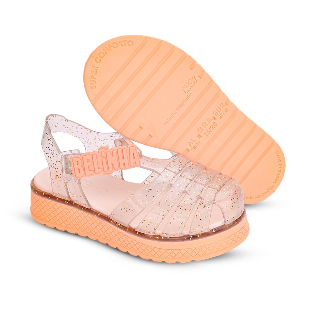 Sandália Infantil Menina Kidy Belinha Gloss Brilhante Pêssego Confortável - Kidy Calçados - Sandália e Papete