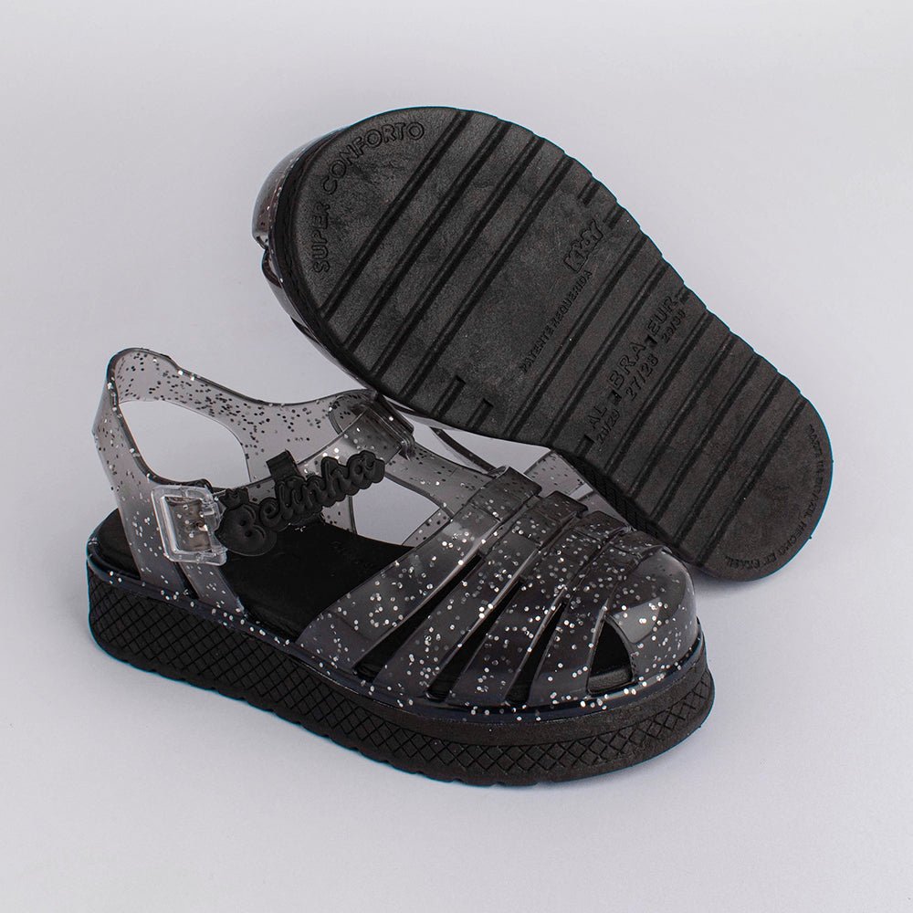 Sandália Infantil Menina Kidy Belinha Gloss Fumê Glitter Elegância e Brilho - Kidy Calçados - Sandália e Papete