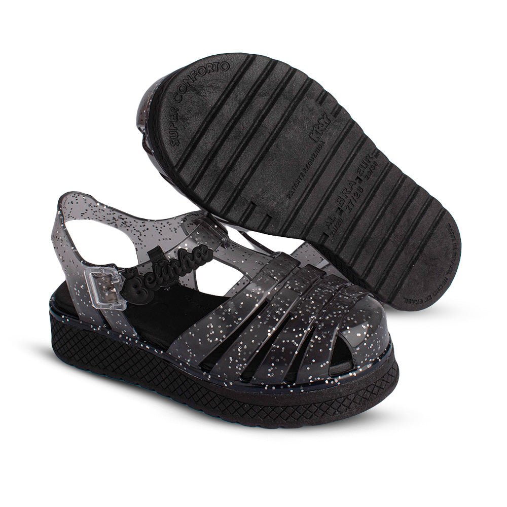 Sandália Infantil Menina Kidy Belinha Gloss Fumê Glitter Elegância e Brilho - Kidy Calçados - Sandália e Papete