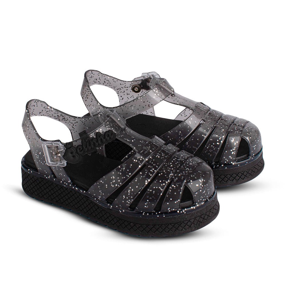 Sandália Infantil Menina Kidy Belinha Gloss Fumê Glitter Elegância e Brilho - Kidy Calçados - Sandália e Papete