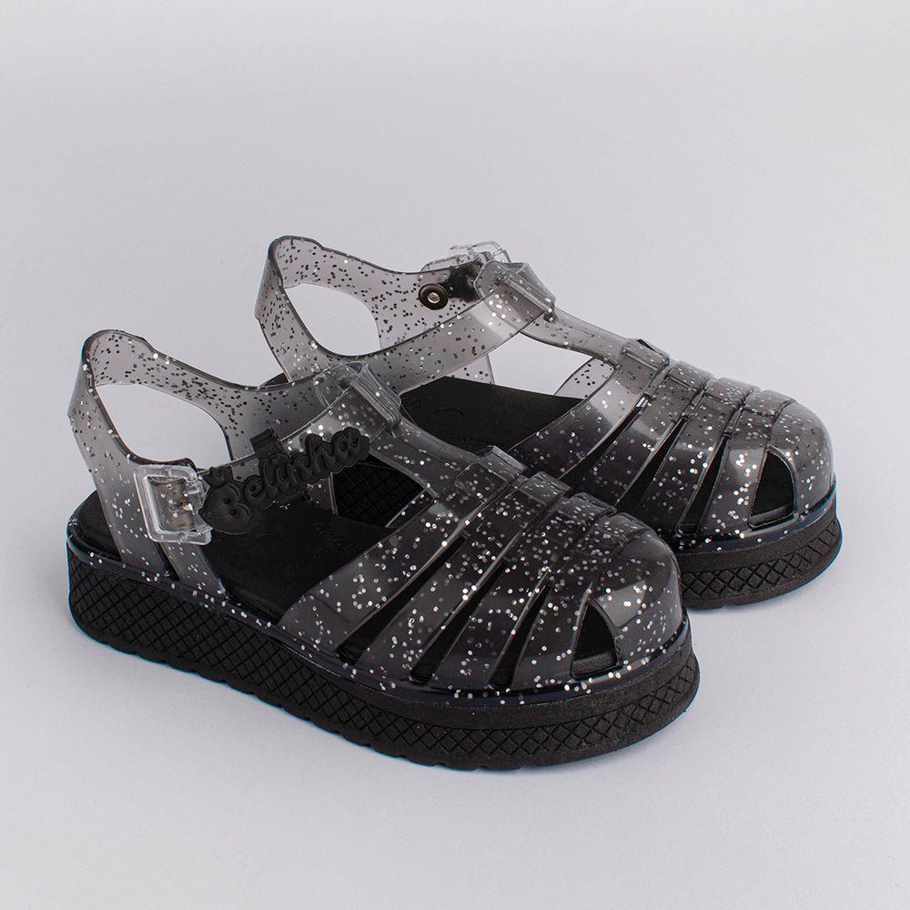 Sandália Infantil Menina Kidy Belinha Gloss Fumê Glitter Elegância e Brilho - Kidy Calçados - Sandália e Papete