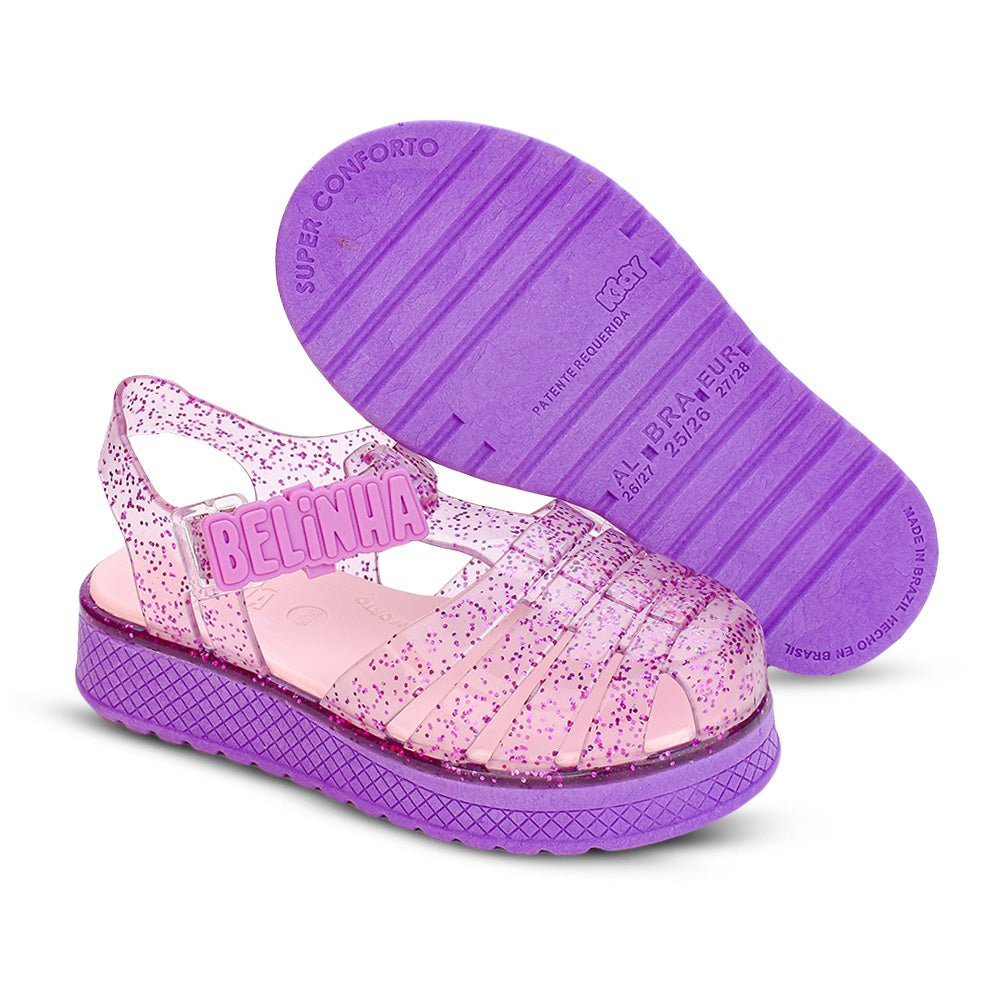 Sandália Infantil Menina Kidy Belinha Gloss Lilás Glitter Conforto e Brilho - Kidy Calçados - Sandália e Papete
