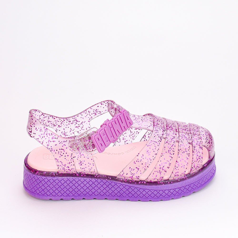 Sandália Infantil Menina Kidy Belinha Gloss Lilás Glitter Conforto e Brilho - Kidy Calçados - Sandália e Papete