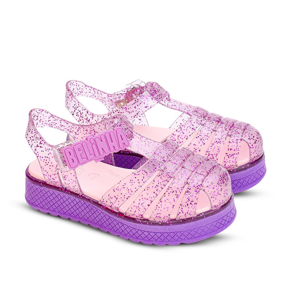 Sandália Infantil Menina Kidy Belinha Gloss Lilás Glitter Conforto e Brilho - Kidy Calçados - Sandália e Papete