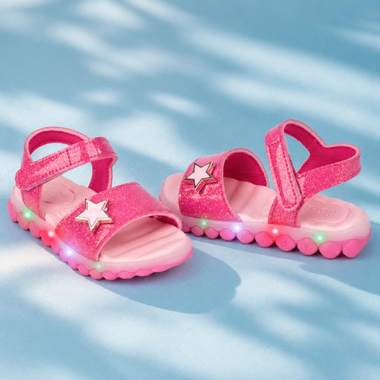 Sandália Infantil Menina Kidy Brinca Flex Pink Luz E led - Kidy Calçados -