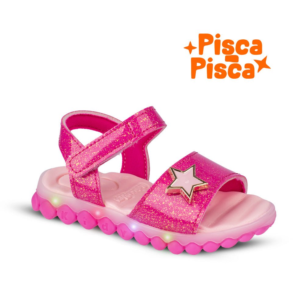 Sandália Infantil Menina Kidy Brinca Flex Pink Luz E led - Kidy Calçados -