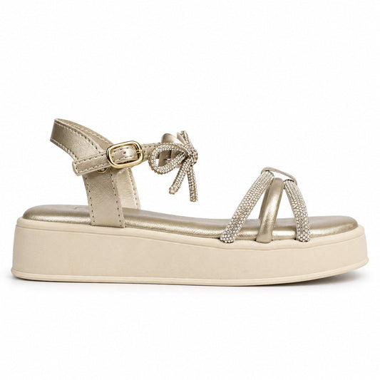Sandália Infantil Menina Kidy Flat Form Ouro - Kidy Calçados -