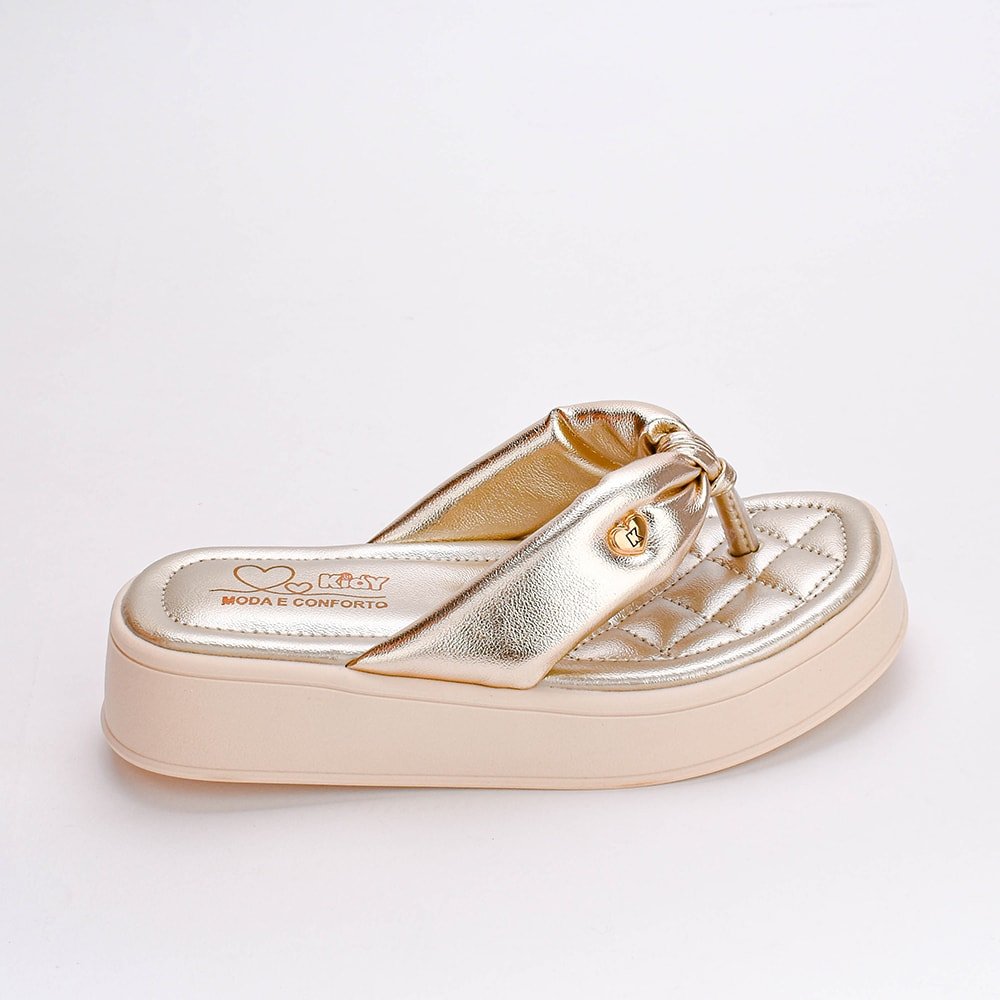 Sandália Infantil Menina Kidy Flat Form Ouro Conforto e Estilo - Kidy Calçados - Sandália e Papete