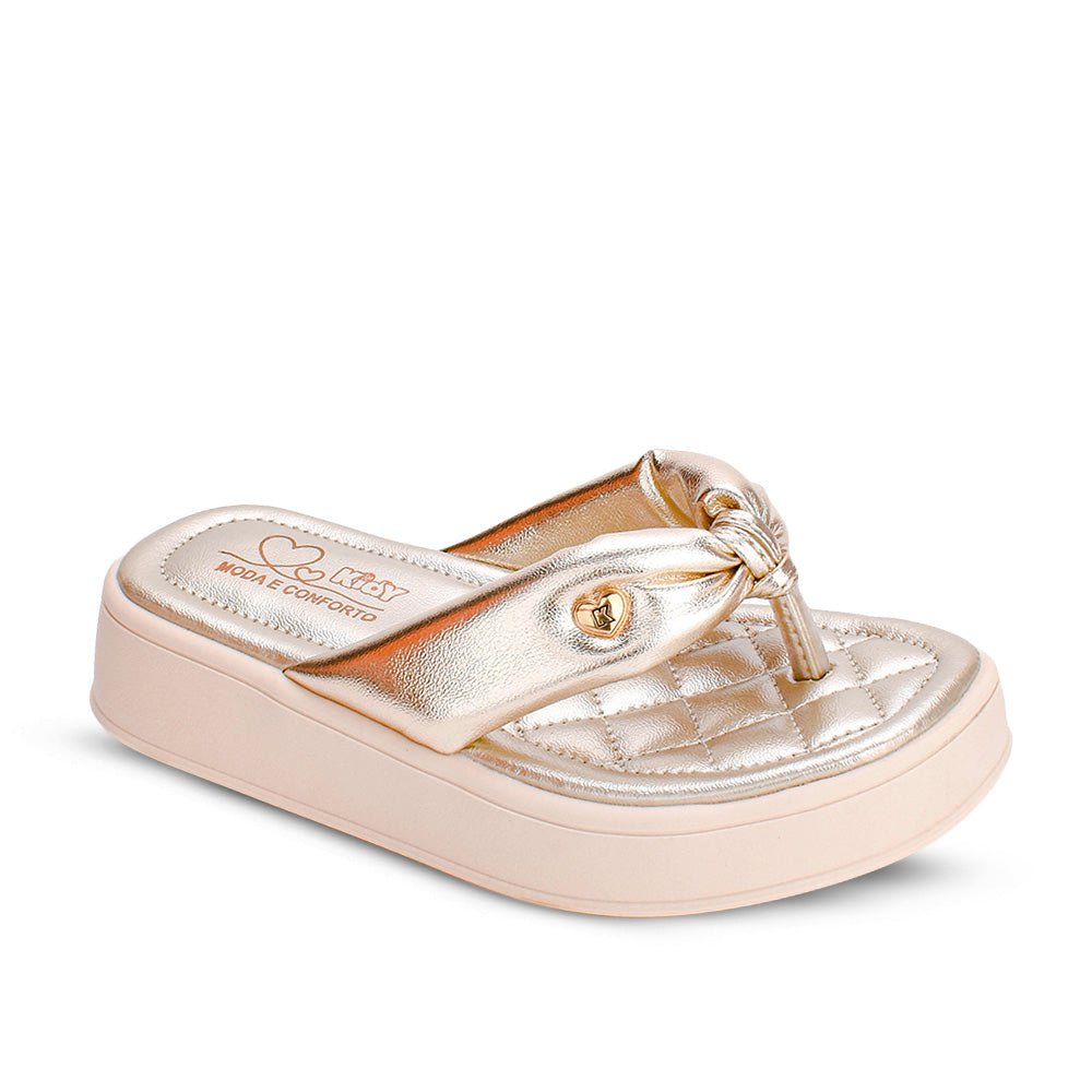 Sandália Infantil Menina Kidy Flat Form Ouro Conforto e Estilo - Kidy Calçados - Sandália e Papete