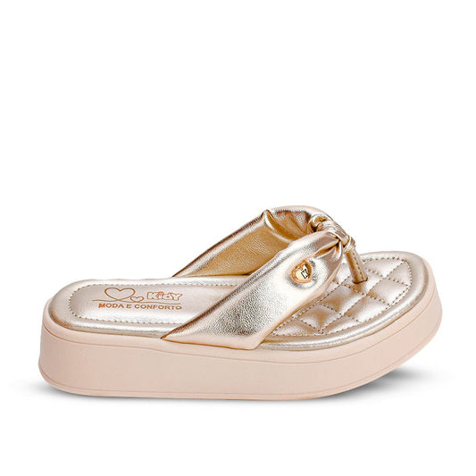 Sandália Infantil Menina Kidy Flat Form Ouro Conforto e Estilo - Kidy Calçados - Sandália e Papete