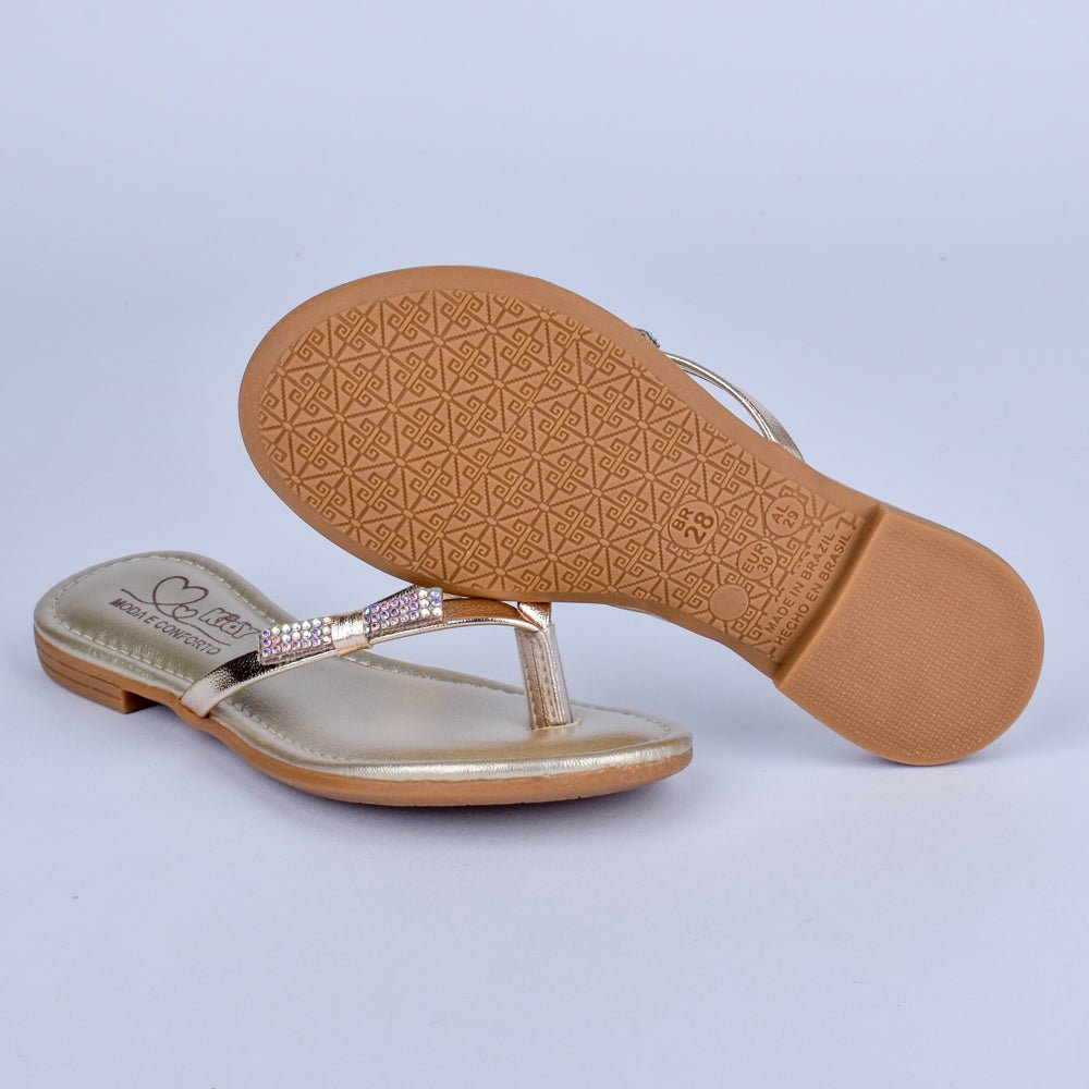 SANDÁLIA INFANTIL MENINA KIDY FLAT IBIZA OURO - Kidy Calçados - Sandália e Papete
