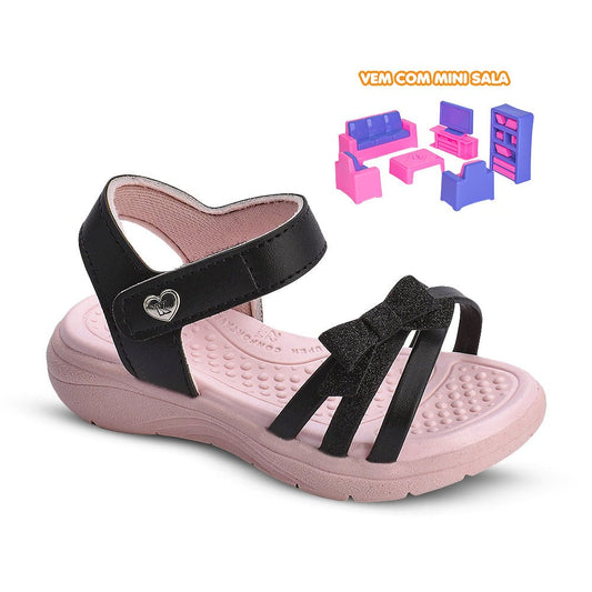 Sandália Infantil Menina Kidy Fly Baby Preto Com Brinquedo - Kidy Calçados - Sandália e Papete