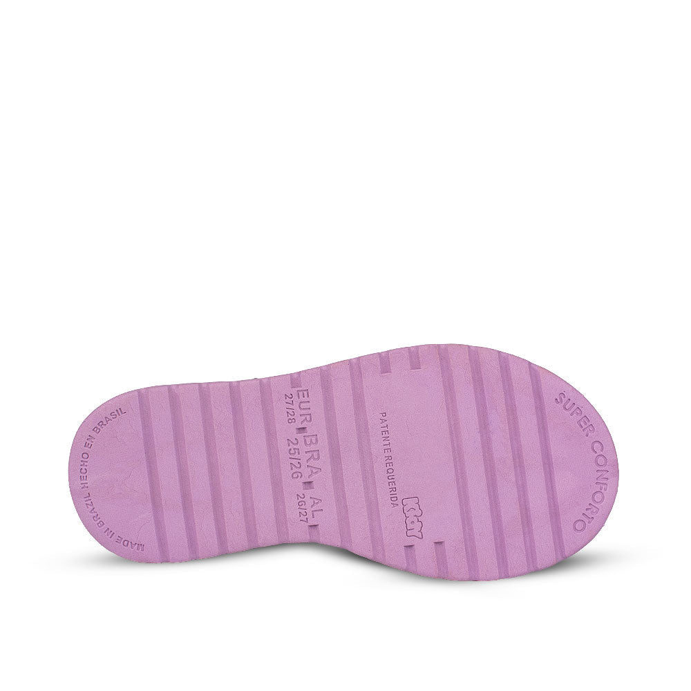 Sandália Infantil Menina Kidy Gloss Belinha Nude com Lilás Conforto e Brilho - Kidy Calçados - 