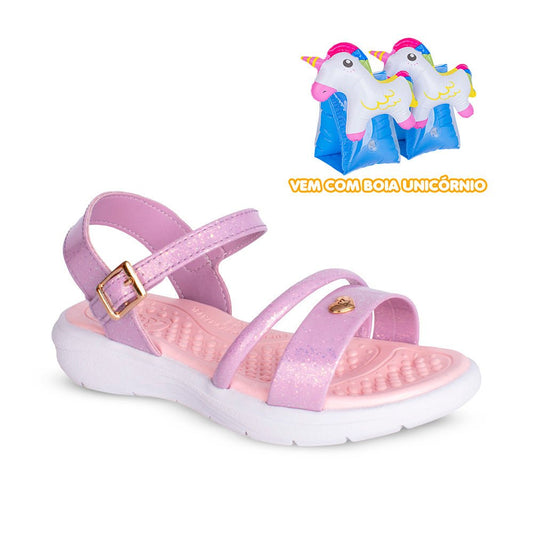 Sandália Infantil Menina Kidy Lilás Delicada com Boia De Unicórnio - Kidy Calçados - Sandália e Papete